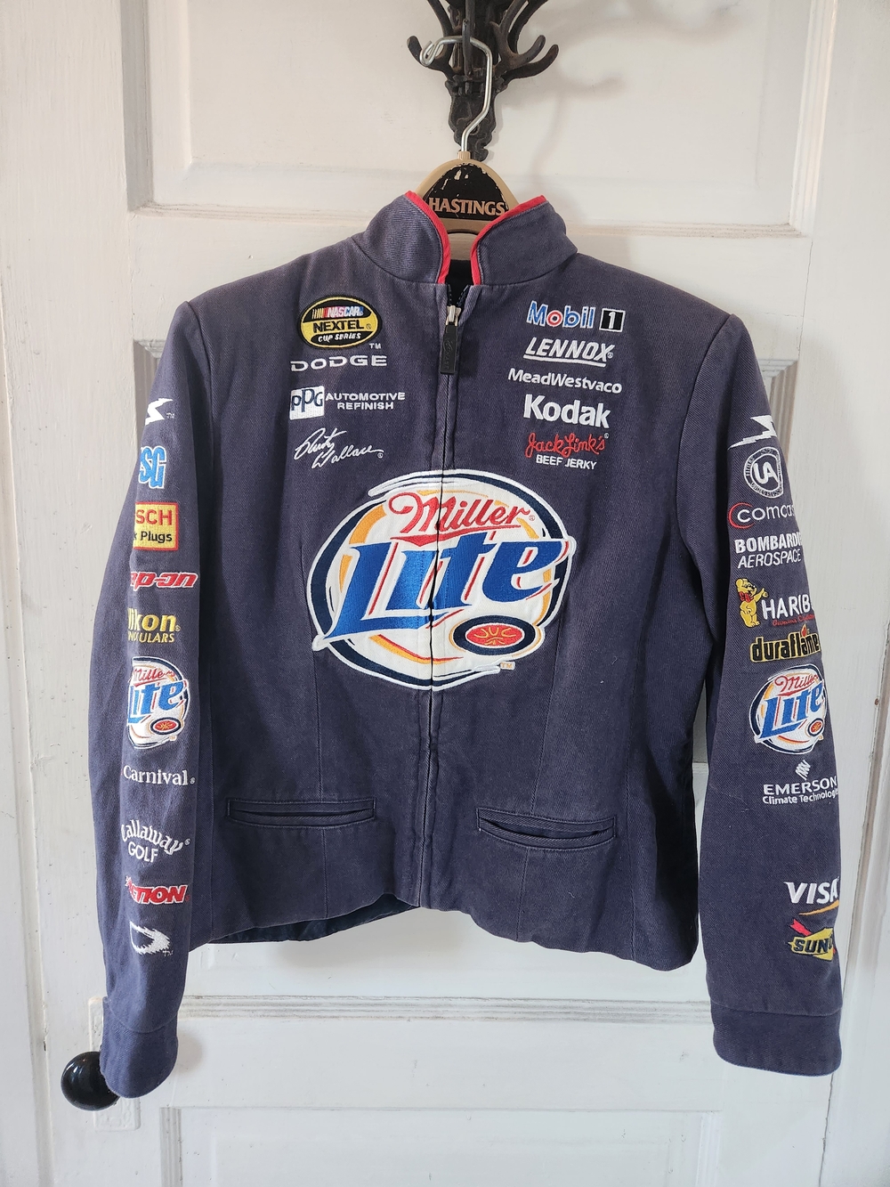 Rusty Wallace Chase Authentics Miller Lite Navy Racing Jacket